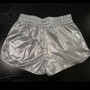 metallic gray shorts